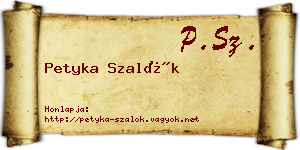 Petyka Szalók névjegykártya